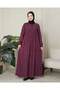 Shirred Robadan Buttoned Front Viscose Fabric Tesseture Clothing Mother Dress Prayer Dress