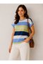 Women's Crew Neck Short Sleeve Striped Sporty Stylish 100% Cotton Tshirt Blouse