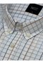 MEN'S REGULAR FIT SHORT-SLEEVED BUTTON-DOWN COLLAR MULTICOLORED CHECKED WHITE SHIRT 9521B - 2