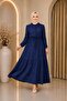 Modern Cut Lara Half Buttoned Shirt Collar Hijab Dress - 3