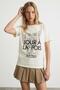 26Ytsh01478 Women's T-Shirt with Print and Embroidery Detail - 2