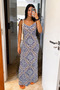 New Season Women's Rope Strap V-Neck Patterned Long Summer Dress