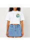 Crop T-Shirt White Printed Relaxed Fit Raw Cut Basic Short Tshirt