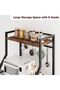4-Tier Kitchen Bakers Rack, Utility Storage Shelf with 8 Hooks, Microwave Oven Stand, Rustic Brown - 3