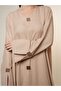 Elena By Dstyle ,beige melange wooden button Jalabiya with sheila - 3