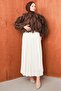Women's Ruffled Lined Summer Chiffon Satin Green Blouse - 6