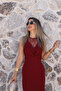 Burgundy Collar Lace Detailed Dress - 2