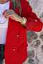 Red Sleeve Layered Gold Buttoned Blazer - 3