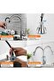 Kitchen Faucet with Pull Down Sprayer - Stainless Steel Kitchen Mixer Tap Dual Function Tap | Basin Sink Tap Faucets High Arc 360° Swivel Spout, Single Handle Deck Mounted - Silver - 8