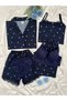 Women's Heart Patterned Underwear 6-Piece Pajama Set – Strap Shorts and Long-Legged Pajama Set