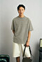 Unisex Gray Oversize 100% Cotton Front Printed Crew Neck Street Style T-Shirt Creative