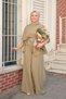 Women's Waist-Tied Lined Tulle Dress Khaki Green - 2