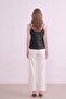 Polka Dot Patterned Strappy Satin Blouse Black - 4