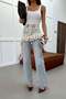 Lace Embroidered Jean Trousers Light Blue - 3