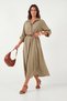 Modal Maxi Belt Detailed Classic Collar Long Sleeve Dress Dress 6833270 - 6