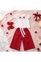 Strawberry Wonder Summer Festive Three-Piece Set with Pants - 2