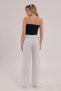 White Linen Blend Loose-Fit Trousers with Elastic Waist - 8