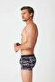 Men's Navy Blue - Printed 2-Piece Boxers 80350ınt - 4