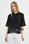 Lace Detailed Crew Neck Casual T-Shirt - 6