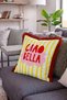 Ciao Bella Yellow Striped Fringed Throw Pillow Cover Burgundy Tasseled Pop Art Pillow Case