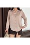 Stone Gold Button Detailed Pinstripe Satin Shirt - 3