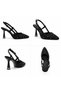 Women's Evening Dress Shoes with Stone Detail, Pointed Toe, Open Back, Heeled Shoes - 4