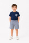 Boys' Striped Shorts Set Summer Shorts Set Pocket T-Shirt Striped Shorts Children's Clothing 3-4 Years Casual Sports Combination Navy Blue