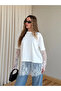 Light Ecru Skirt with Lace Sleeves Tshirt - 261031 - 4