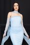 Beaded Strapless Neckline Lace Pencil Dress - Baby Blue - 5