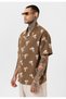 Patterned Short Sleeve Oversize Shirt - 4