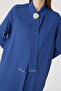 Pearl Detailed Shawl Collar Indigo Tunic 1672 - 2