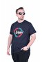Men's Large Size Crew Neck T-Shirt Beautiful 26152 Navy Blue