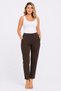 Women's Plus Size Brown, High Waist, Ayrobin Fabric, Elastic Waist, Pocketed Pants 65N39513