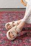 Women's Ecru Eva Buckle Non-Slip Sole Daily Beach Sea Pool Bathroom Slippers - 3