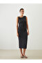 Crew Neck Gathered Bodycon Dress - 2