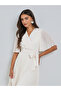 Cream Pleated Midi Dress with Tie-Belt - 2