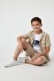 Cream Boy's Linen Shirt and Shorts 3-Piece Set 24583 - 4