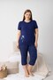 Women's Buttonless Crew Neck Viscose Short Sleeve Capri Pajama Set (Basen Cover-Up Tunic Length Capri) - 2