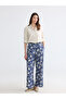 Indigo Elastic Waist Floral Women's Trousers - 6