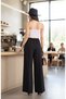 Women's High Waist Draped Wide Leg Premium Palazzo Trousers with Elastic Back - 5