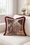 Pastoral Village View Tapestry Fringed Throw Pillow Cover - Vintage Pillowcase with Maroon Tassels - 4