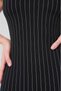 Women's Striped Crepe Fabric High Collar Detailed Padded Mini Evening Dress 77159 - 7