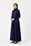 Women's Middle-Aged Patterned Mother Combed Cotton Dress 1380-Navy Blue - 5