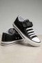 Unisex Children's Black Canvas-Cloth Shoes with Velcro - Baby First Step Shoes - Sporty Casual Sneaker - 6