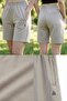 Women's Beige Scuba Diving Fabric Comfortable Above Knee Drawstring Pockets Zippered Elastic Shorts 26Ksrth284 - 4