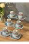 Brenda Blue Hand Painted 6-Person Turkish Coffee Cup Set - 90 ml - 5