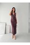 Women's Back-Tie Draped Polka Dot Patterned Long Dress - 4