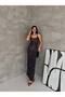 Women's Strappy Polka Dot Patterned Long Dress - 5