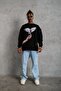 Men's Dove Printed 3 Thread Crew Neck Cotton Sweatshirt - Black Mariposa Secret - 2