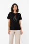 Women's Korean Finger Heart Love Themed Minimal Printed T-Shirt Summer Short Sleeve T-Shirt - Black Mariposa Se - 3